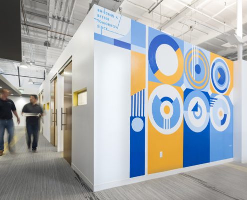 1888 wall graphic in San Diego office