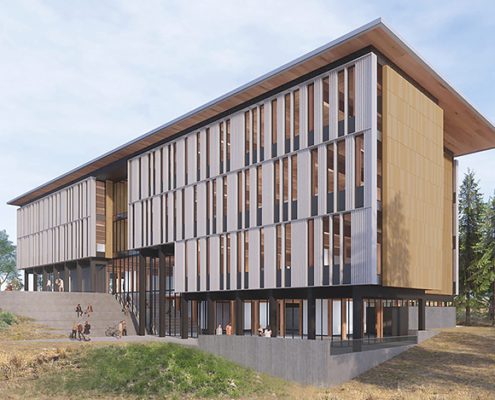A planned four-story academic building would be the first in a series of net-zero structures at Oregon State University's Cascades campus in Bend.