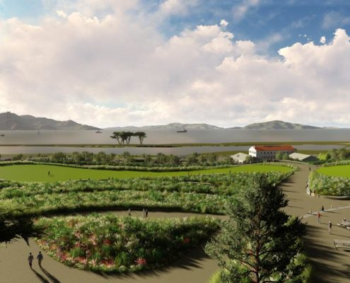 Aerial Rendering of Presidio Tunnel Tops
