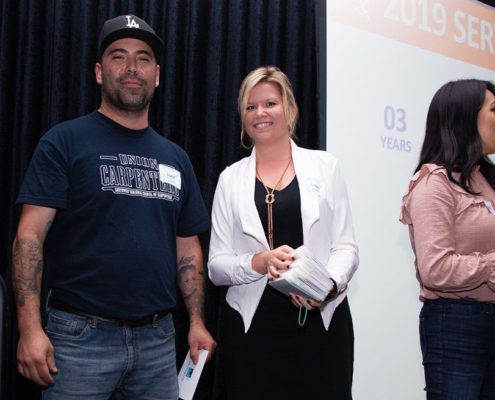 Handing out craft services awards