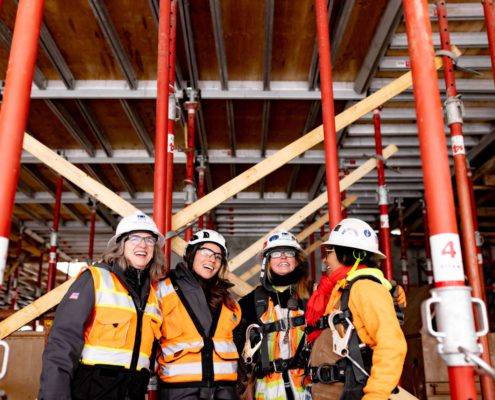 Swinerton Women Employees at Colorado Construction jobsite celebrating Women in Construction